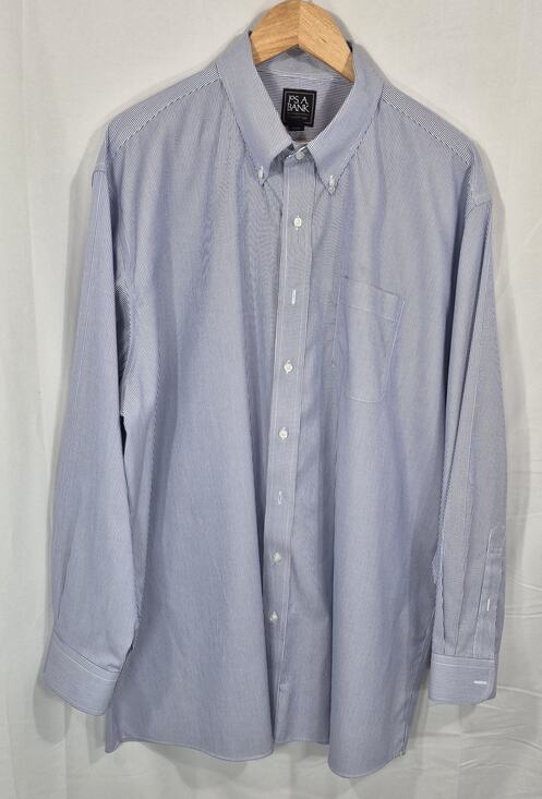 Jos. A. Bank Other - Jos. A. Bank Traveler Mens 18 35 Blue White Pinstripe Button Down Dress Shirt 2X